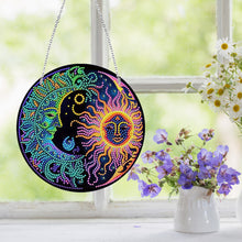 Load image into Gallery viewer, Sun Moon Single-Sided Diamond Painting Hanging Pendant for Window Decor 20x20cm
