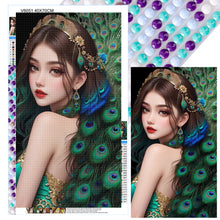 Load image into Gallery viewer, Diamond Painting - Full Round - peacock girl (40*70CM)
