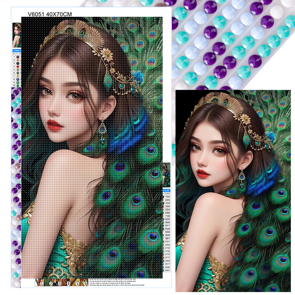 Diamond Painting - Full Round - peacock girl (40*70CM)
