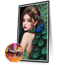 Load image into Gallery viewer, Diamond Painting - Full Round - peacock girl (40*70CM)
