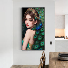 Load image into Gallery viewer, Diamond Painting - Full Round - peacock girl (40*70CM)
