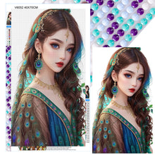 Load image into Gallery viewer, Diamond Painting - Full Round - peacock girl (40*70CM)
