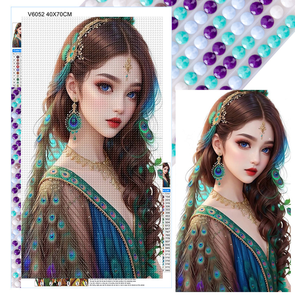 Diamond Painting - Full Round - peacock girl (40*70CM)
