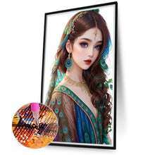 Load image into Gallery viewer, Diamond Painting - Full Round - peacock girl (40*70CM)
