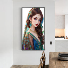 Load image into Gallery viewer, Diamond Painting - Full Round - peacock girl (40*70CM)

