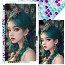 Load image into Gallery viewer, Diamond Painting - Full Round - peacock girl (40*70CM)
