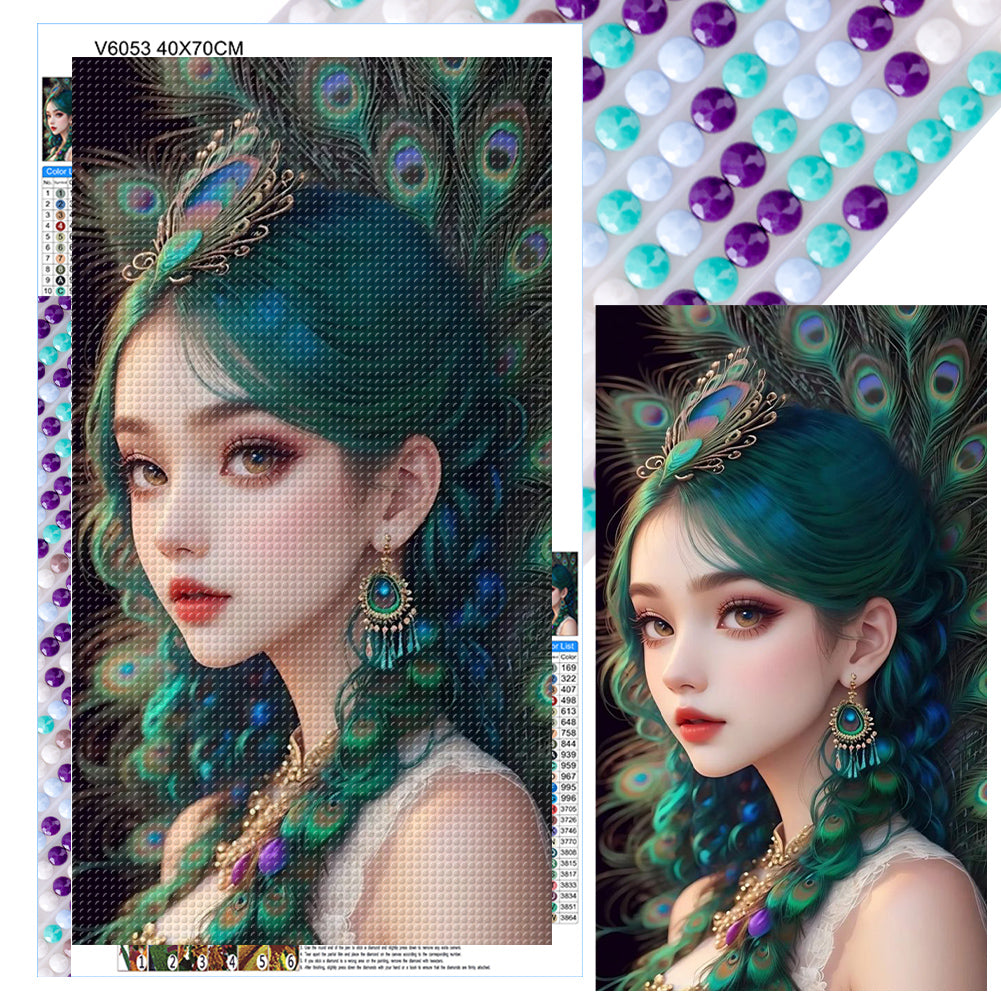 Diamond Painting - Full Round - peacock girl (40*70CM)