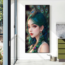 Load image into Gallery viewer, Diamond Painting - Full Round - peacock girl (40*70CM)
