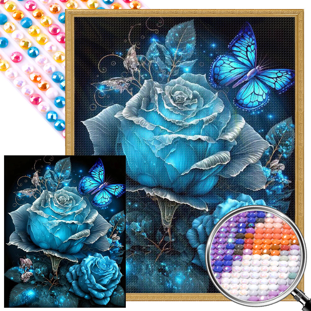 AB Diamond Painting - Full Round - blue fantasy rose (40*50CM)