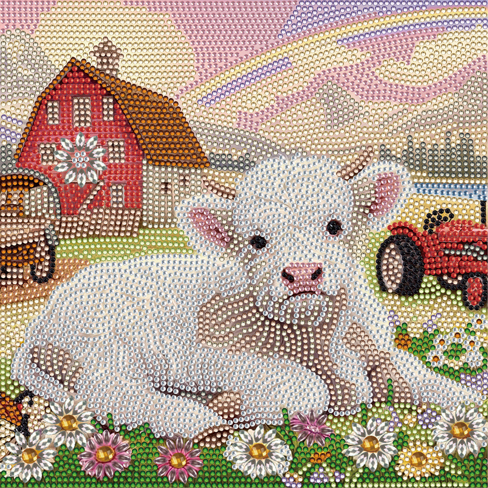 Diamond Painting - Partial Special Shaped - farm cows (30*30CM)