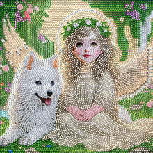 Load image into Gallery viewer, Diamond Painting - Partial Special Shaped - Little Angel and Wolf Cub (30*30CM)
