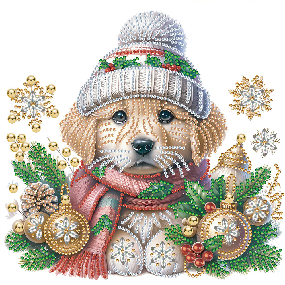 Diamond Painting - Partial Special Shaped - Christmas puppy (30*30CM)