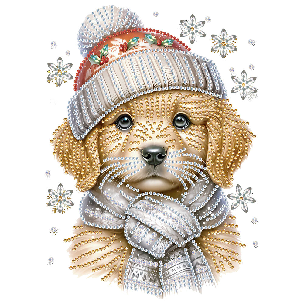 Diamond Painting - Partial Special Shaped - Christmas puppy (30*30CM)