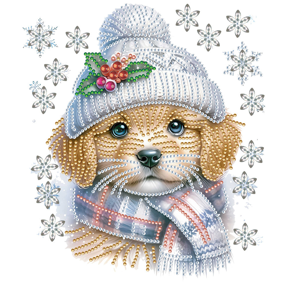 Diamond Painting - Partial Special Shaped - Christmas puppy (30*30CM)