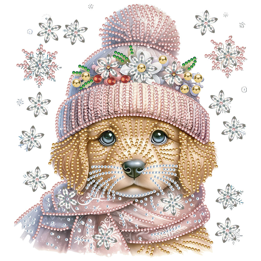 Diamond Painting - Partial Special Shaped - Christmas puppy (30*30CM)