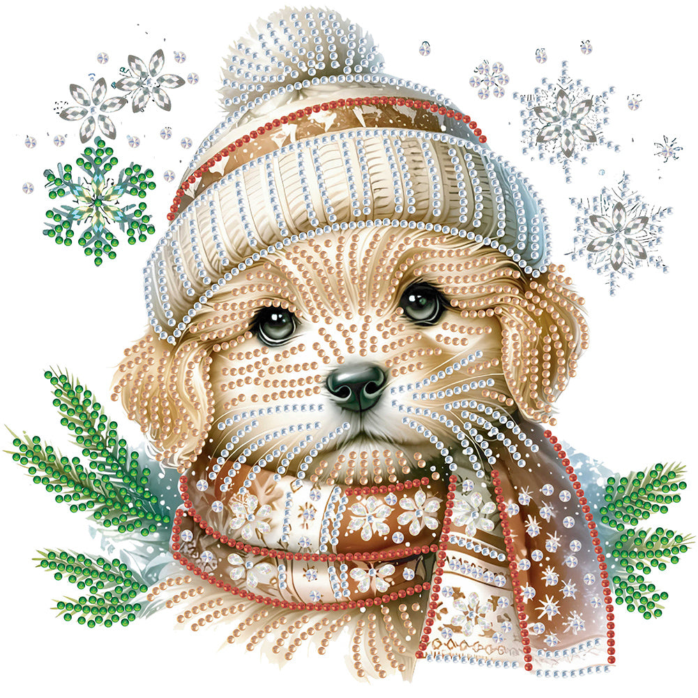 Diamond Painting - Partial Special Shaped - Christmas puppy (30*30CM)