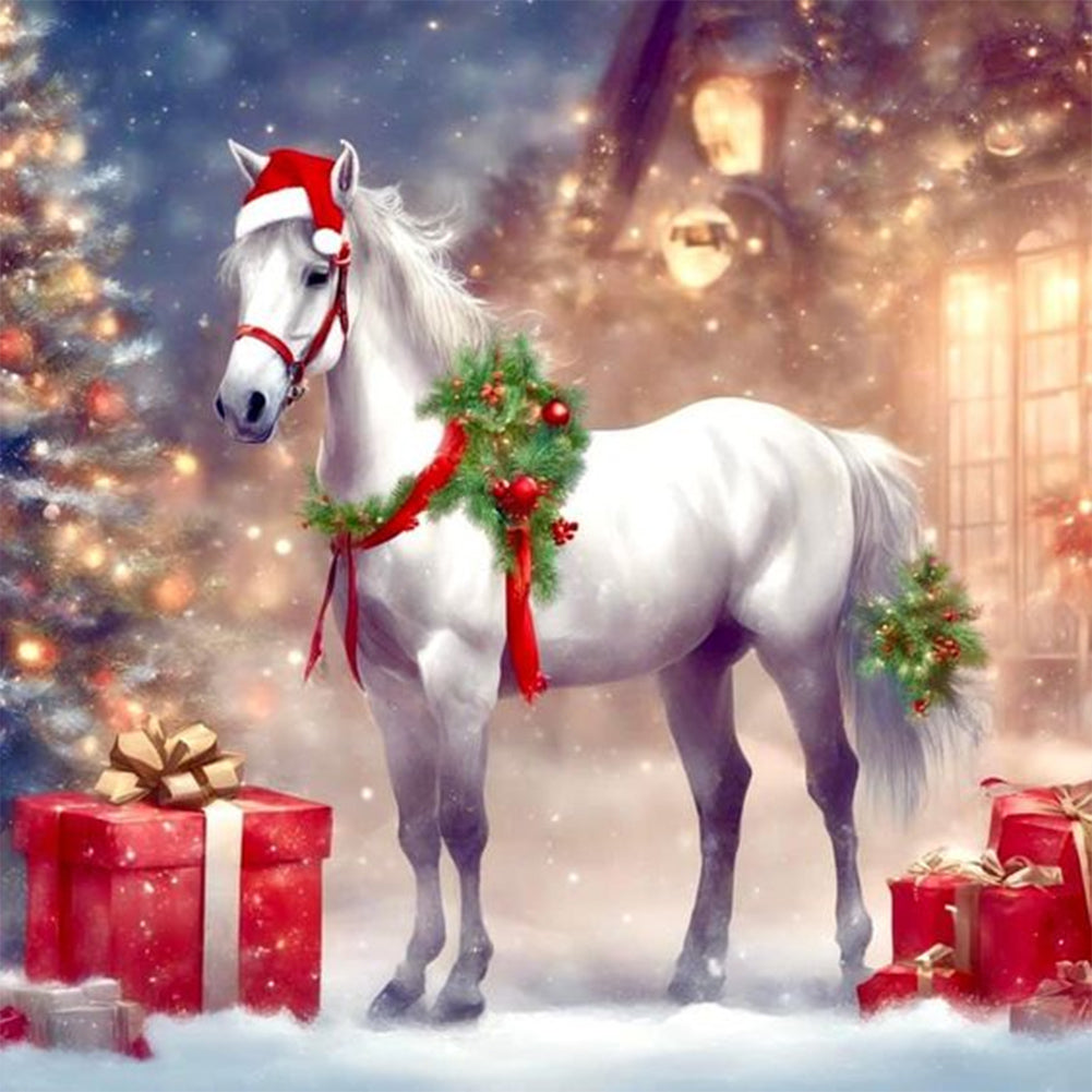 Diamond Painting - Full Round - horse in snow (30*30CM)