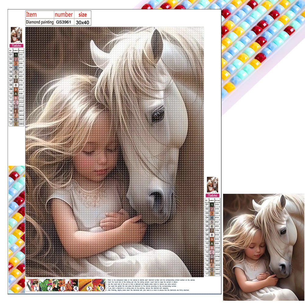 Diamond Painting - Full Square - Cute pet and little girl (30*40CM)