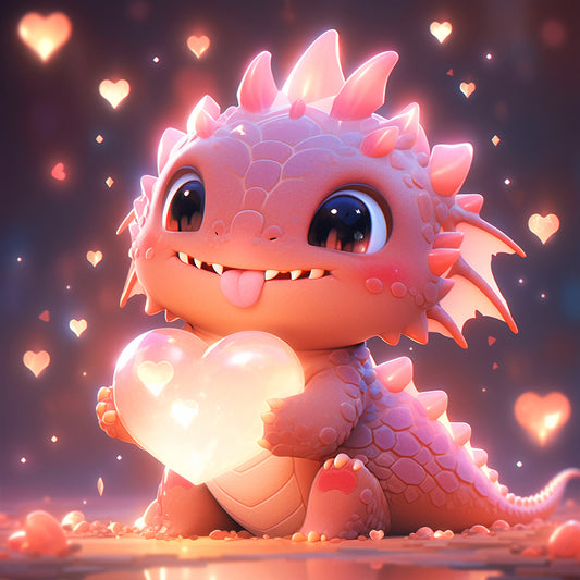 Diamond Painting - Full Round - Love Pink Purple Dragon (30*30CM)
