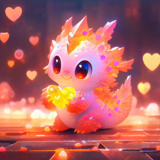 Diamond Painting - Full Round - Love light pink dragon (30*30CM)