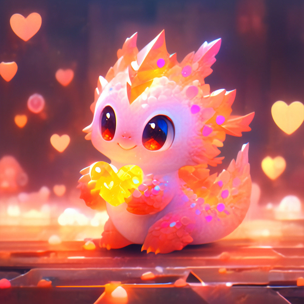 Diamond Painting - Full Round - Love light pink dragon (30*30CM)