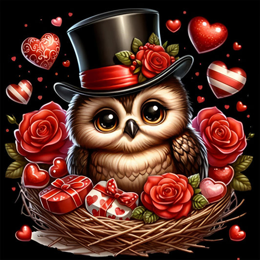 Diamond Painting - Full Round - Valentine love owl (30*30CM)