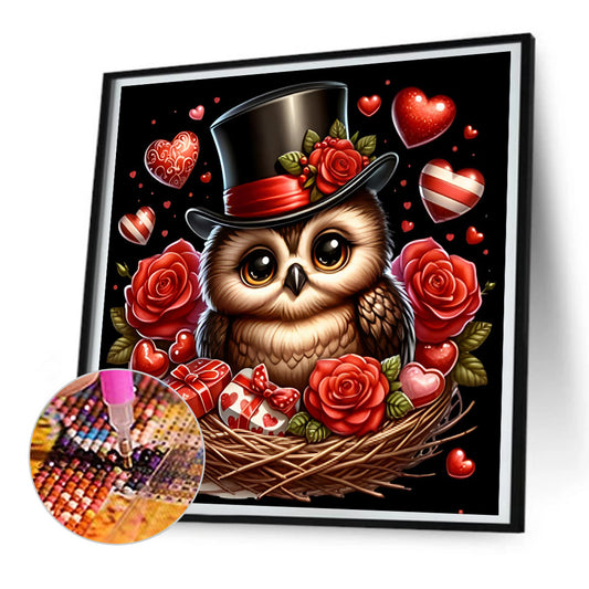 Diamond Painting - Full Round - Valentine love owl (30*30CM)