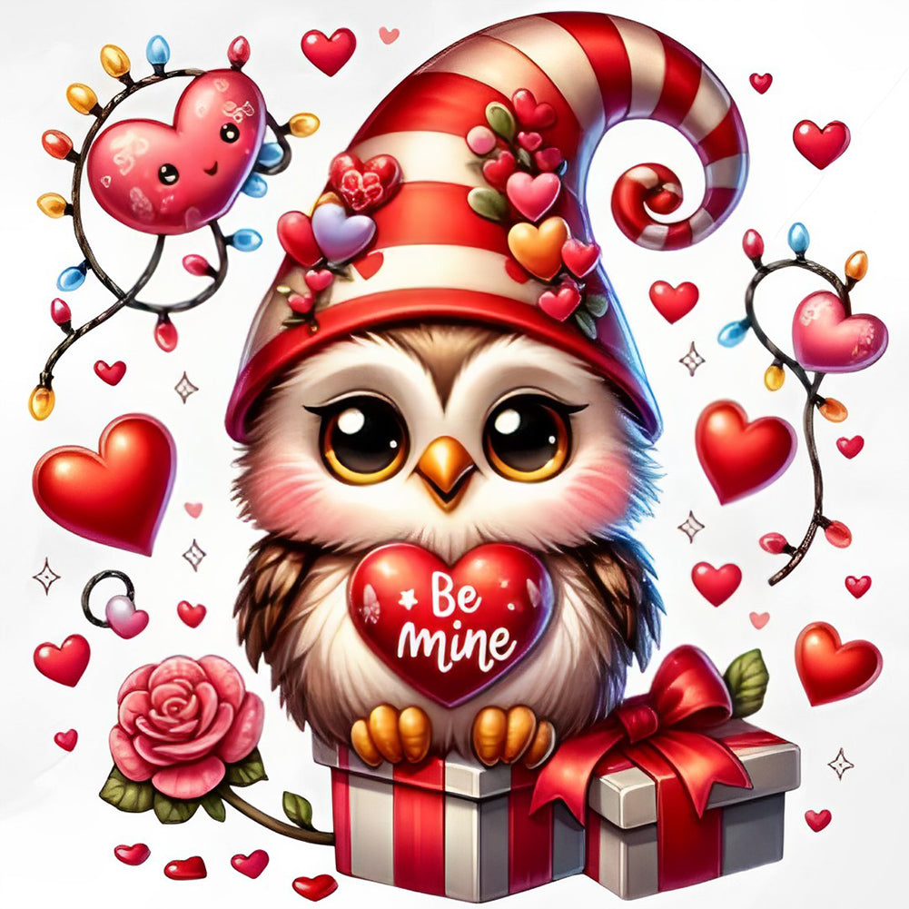 Diamond Painting - Full Round - Valentine love owl (30*30CM)