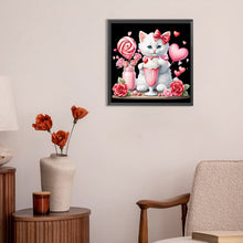 Load image into Gallery viewer, Diamond Painting - Full Round - Valentine love white cat (30*30CM)
