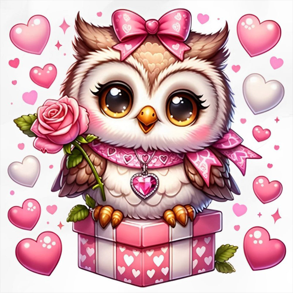 Diamond Painting - Full Round - Valentine love owl (30*30CM)