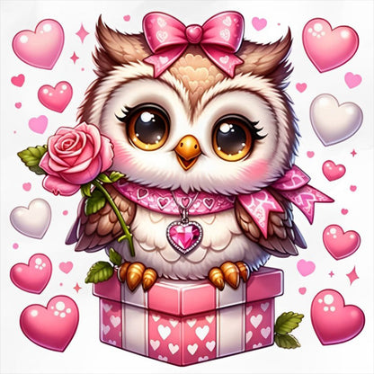 Diamond Painting - Full Round - Valentine love owl (30*30CM)