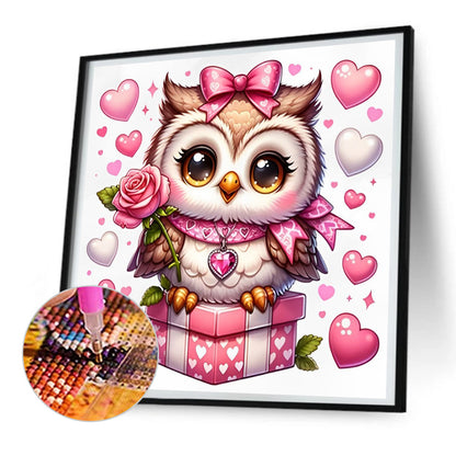 Diamond Painting - Full Round - Valentine love owl (30*30CM)