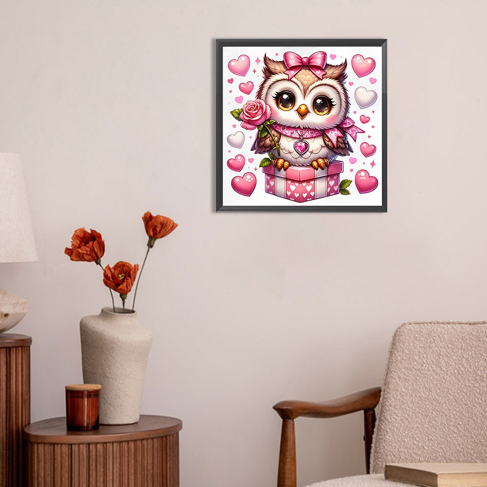 Diamond Painting - Full Round - Valentine love owl (30*30CM)