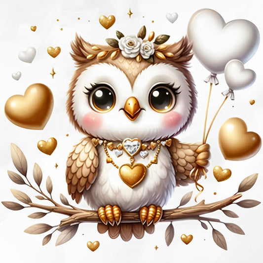 Diamond Painting - Full Round - Valentine love owl (30*30CM)