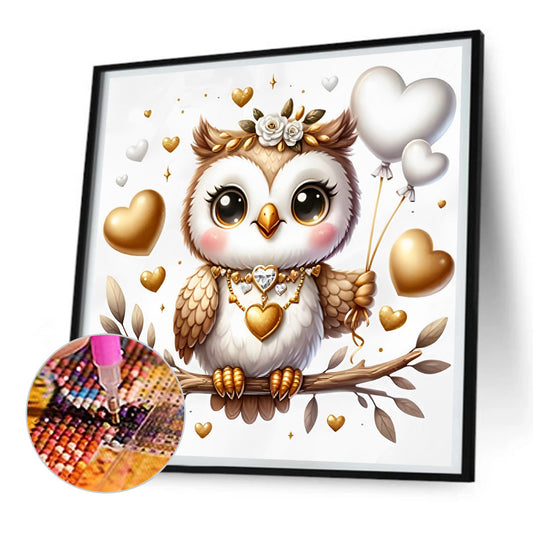 Diamond Painting - Full Round - Valentine love owl (30*30CM)
