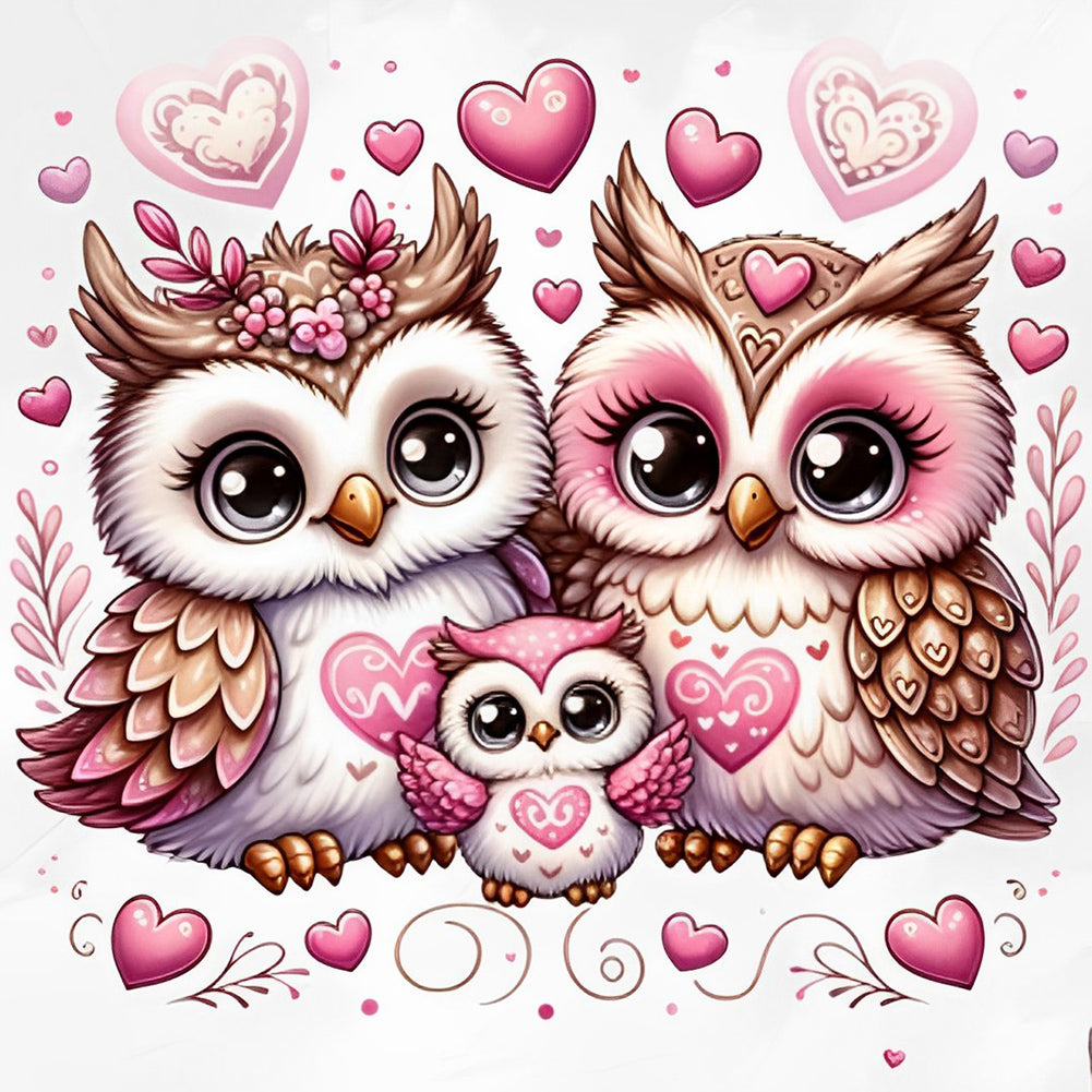 Diamond Painting - Full Round - Valentine love owl (30*30CM)