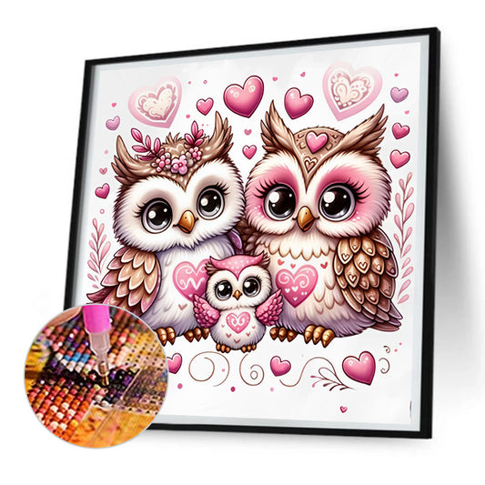 Diamond Painting - Full Round - Valentine love owl (30*30CM)
