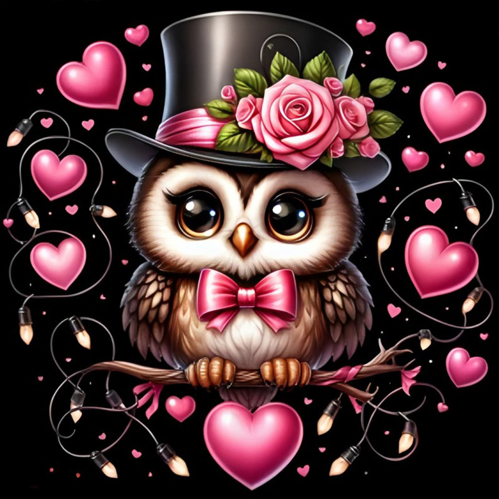 Diamond Painting - Full Round - Valentine love owl (30*30CM)