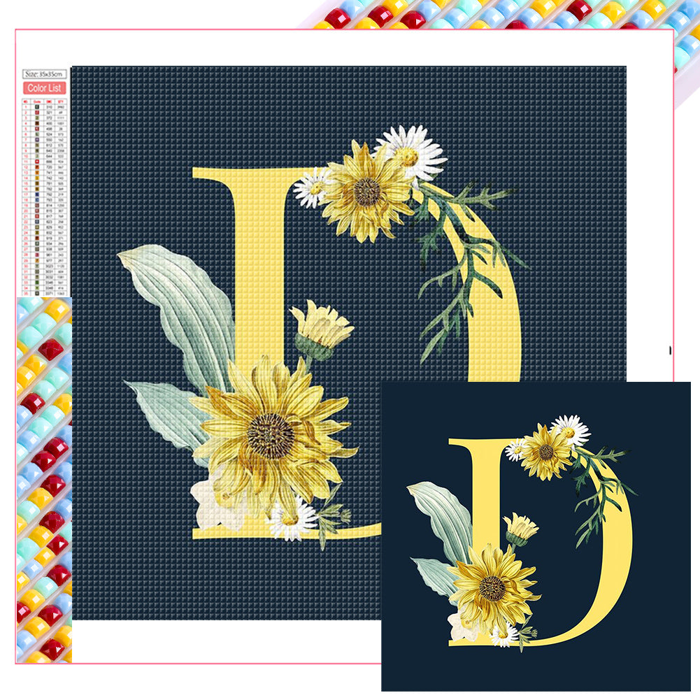 Diamond Painting - Full Square - flower letter D (35*35CM)