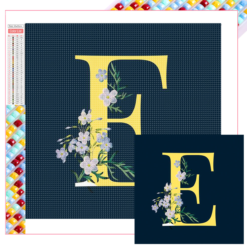 Diamond Painting - Full Square - Flower letter E (35*35CM)