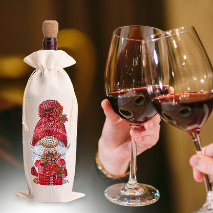 Bird Diamond Painting Burlap Wine Gift Bags for Christmas Wedding Birthday Party