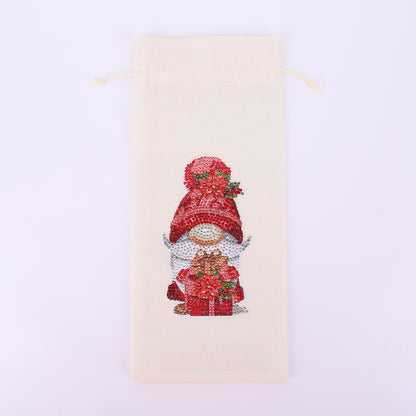 Bird Diamond Painting Burlap Wine Gift Bags for Christmas Wedding Birthday Party