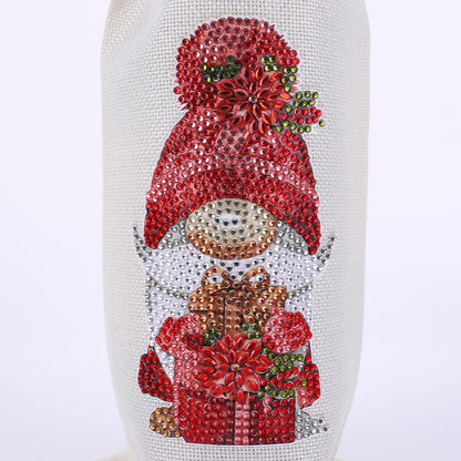 Bird Diamond Painting Burlap Wine Gift Bags for Christmas Wedding Birthday Party