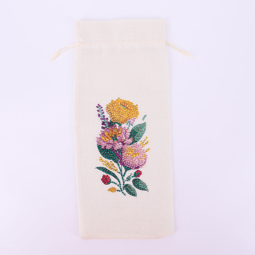 Bird Diamond Painting Burlap Wine Gift Bags for Christmas Wedding Birthday Party