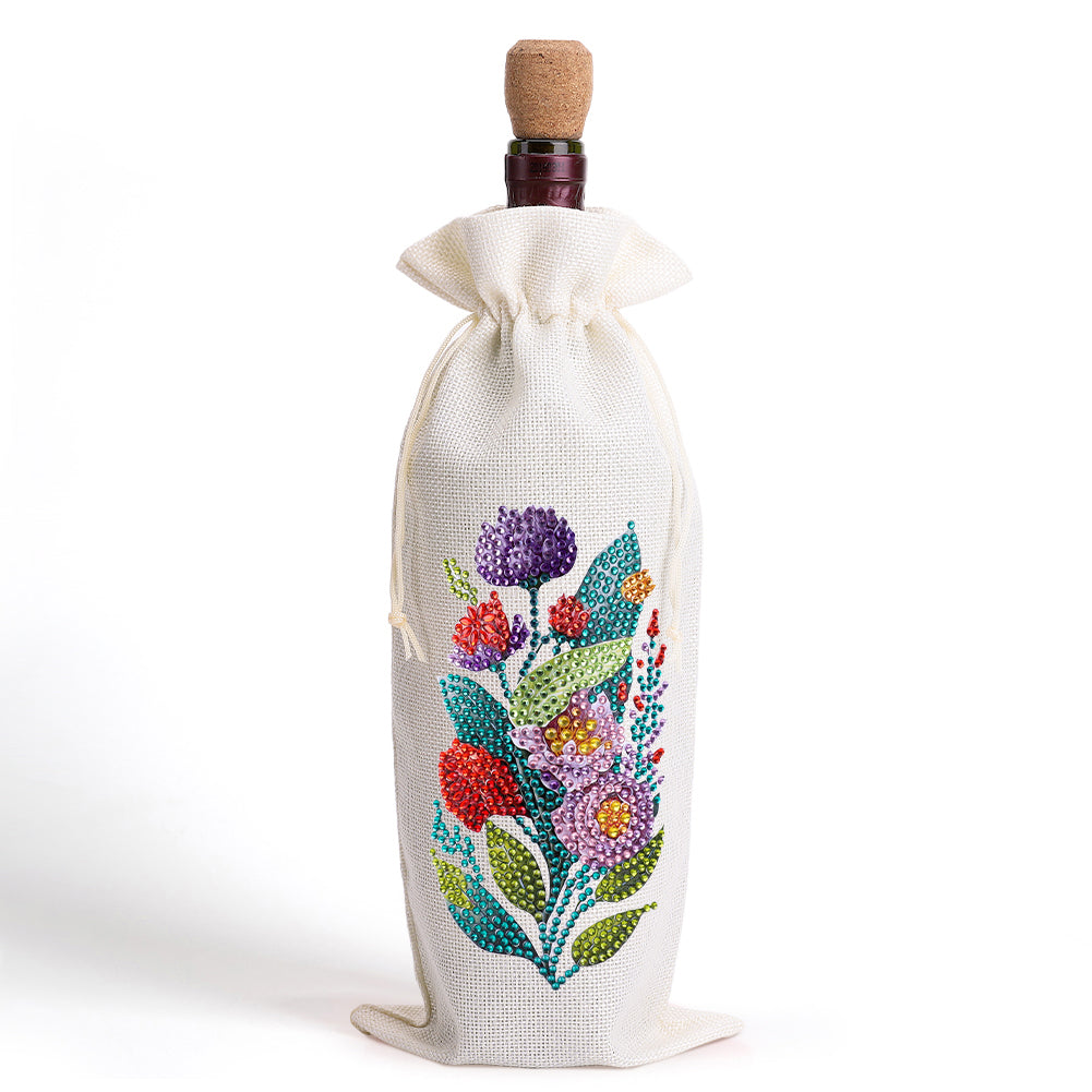 Bird Diamond Painting Burlap Wine Gift Bags for Christmas Wedding Birthday Party