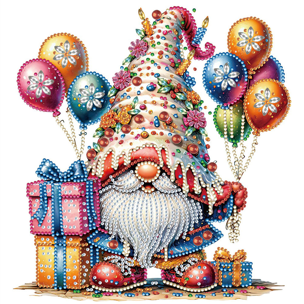 Diamond Painting - Partial Special Shaped - birthday cake gnome (30*30CM)