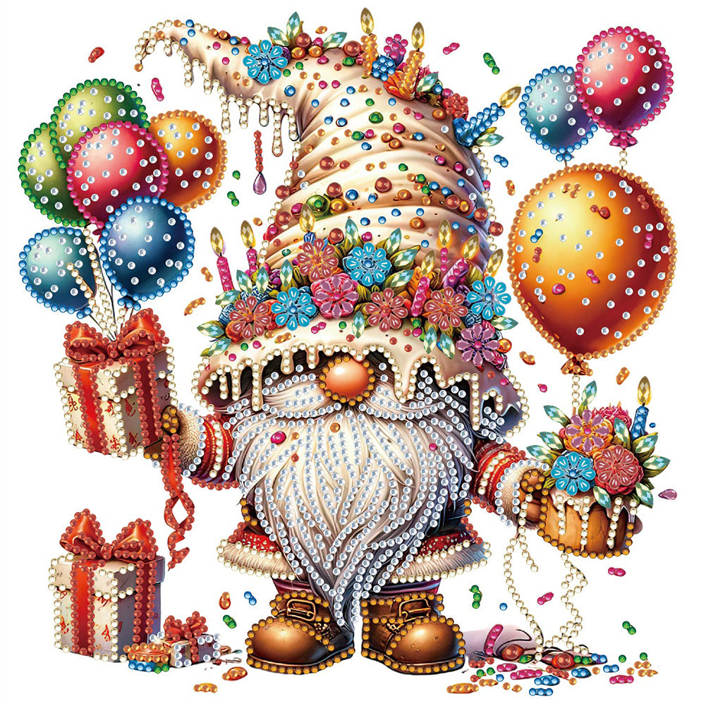 Diamond Painting - Partial Special Shaped - birthday cake gnome (30*30CM)