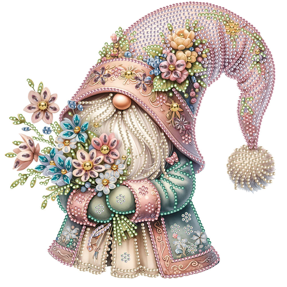 Diamond Painting - Partial Special Shaped - Flower Gnome (30*30CM)
