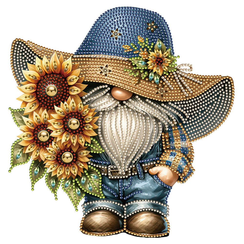 Diamond Painting - Partial Special Shaped - Sunflower Cowboy Goblin (30*30CM)