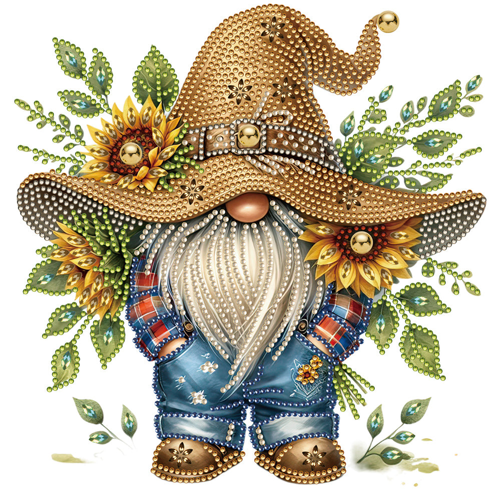 Diamond Painting - Partial Special Shaped - Sunflower Cowboy Goblin (30*30CM)